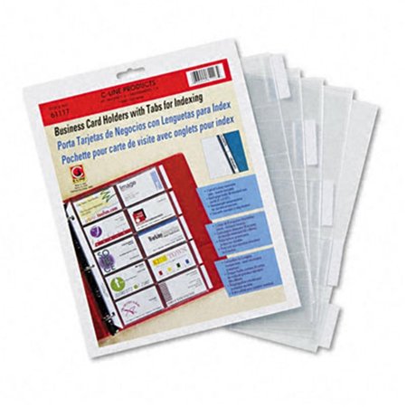 C-LINE PRODUCTS C-Line 61117 Tabbed Business Card Binder Pages  20 2 x 3-1/2 Cards per Page  Clear  5 Pages 61117